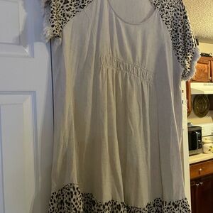Umgee USA Dalmation animals print Linen/cotton Short Sleeve Dress 2XL